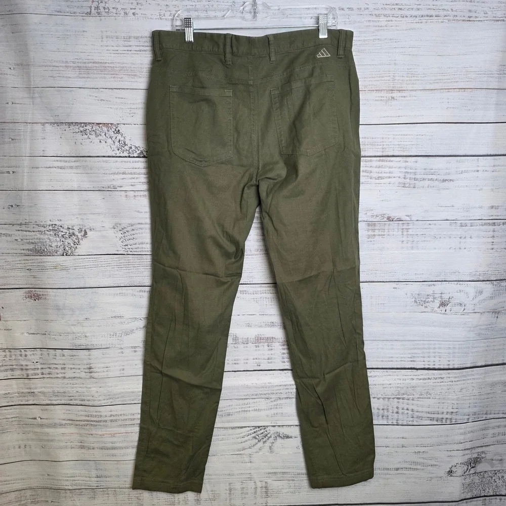 Adidas Go To 5 Pocket Golf Pants Olive Green Stretch Cotton Lyocell HR7926 36x32